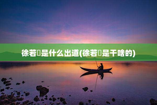 徐若瑄是什么出道(徐若瑄是干啥的)