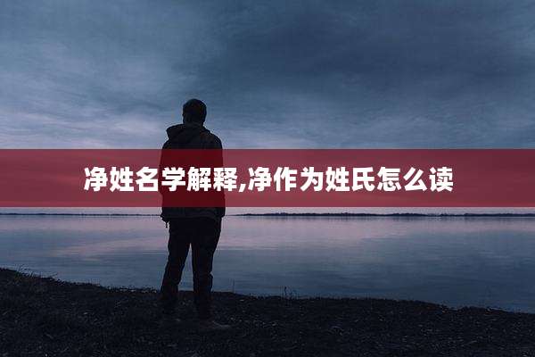 净姓名学解释,净作为姓氏怎么读