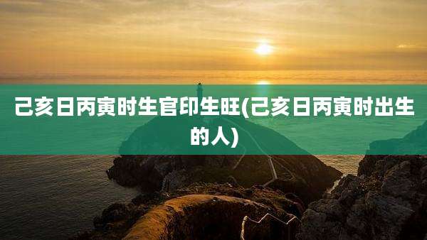 己亥日丙寅时生官印生旺(己亥日丙寅时出生的人)