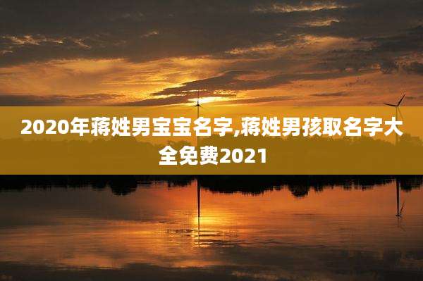 2020年蒋姓男宝宝名字,蒋姓男孩取名字大全免费2021