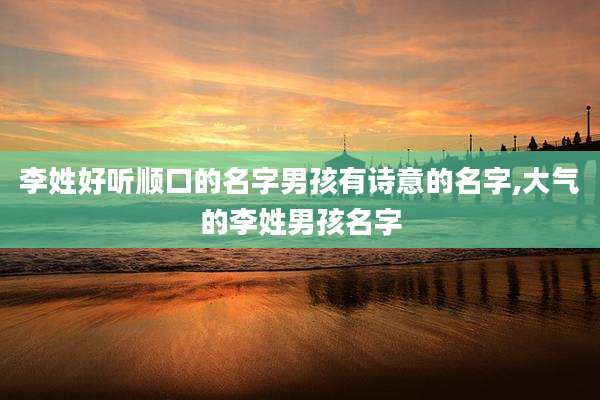 李姓好听顺口的名字男孩有诗意的名字,大气的李姓男孩名字
