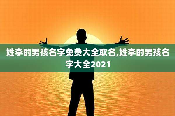 姓李的男孩名字免费大全取名,姓李的男孩名字大全2021