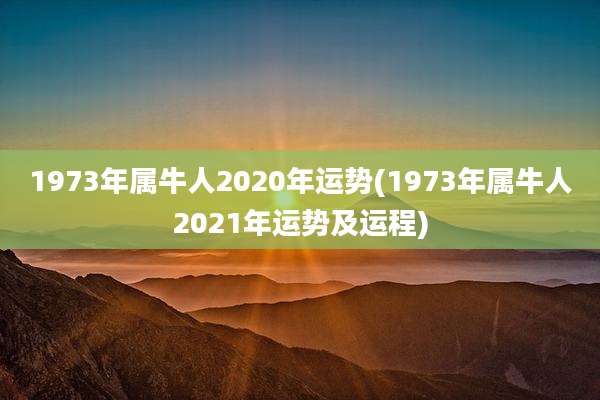 1973年属牛人2020年运势(1973年属牛人2021年运势及运程)