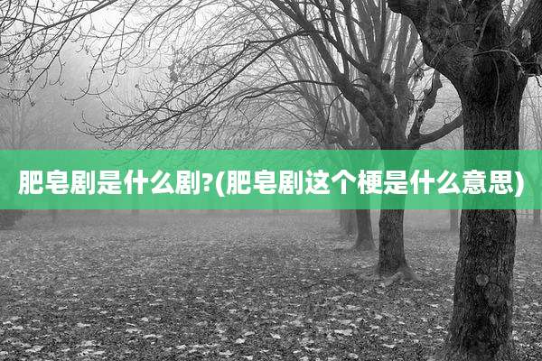 肥皂剧是什么剧?(肥皂剧这个梗是什么意思)