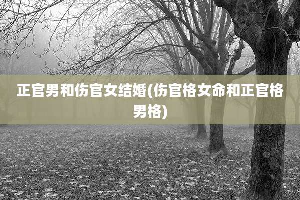 正官男和伤官女结婚(伤官格女命和正官格男格)