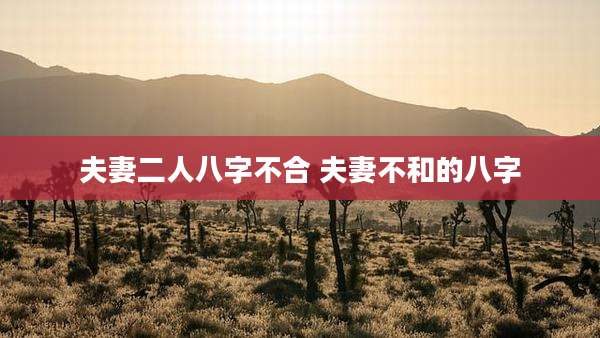 夫妻二人八字不合 夫妻不和的八字