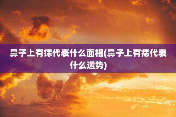 鼻子上有痣代表什么面相(鼻子上有痣代表什么运势)