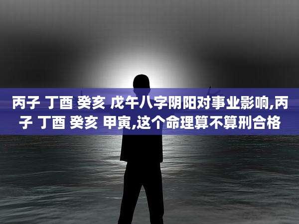 丙子 丁酉 癸亥 戊午八字阴阳对事业影响,丙子 丁酉 癸亥 甲寅,这个命理算不算刑合格