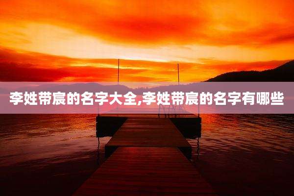 李姓带宸的名字大全,李姓带宸的名字有哪些