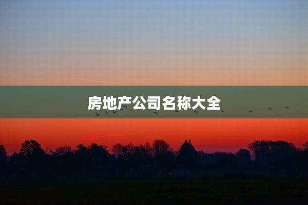 房地产公司名称大全