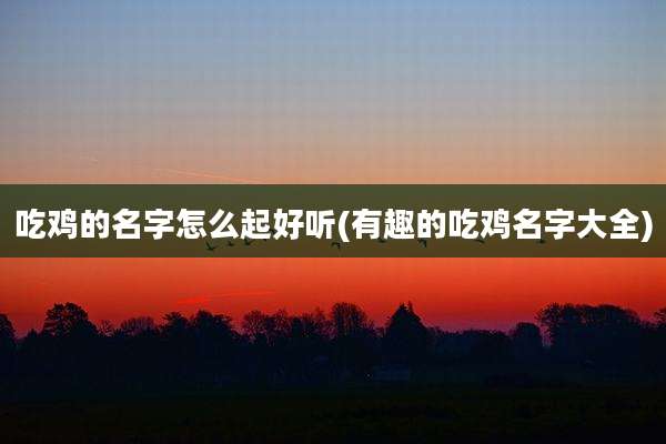 吃鸡的名字怎么起好听(有趣的吃鸡名字大全)