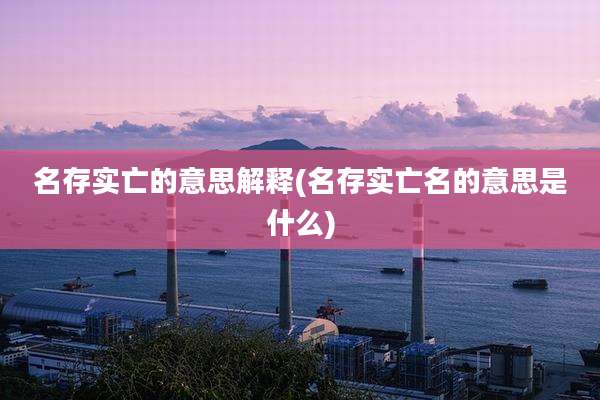 名存实亡的意思解释(名存实亡名的意思是什么)