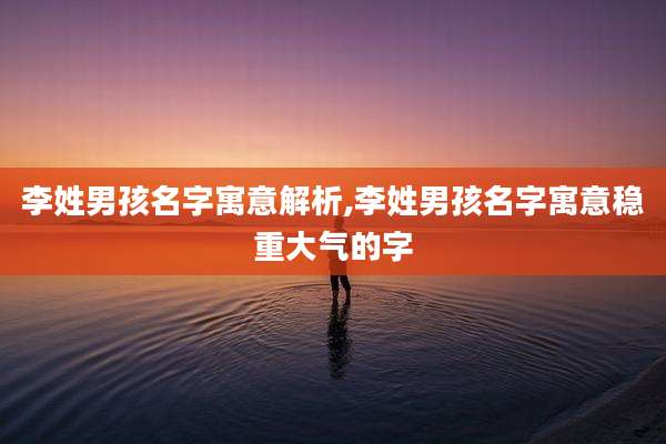 李姓男孩名字寓意解析,李姓男孩名字寓意稳重大气的字