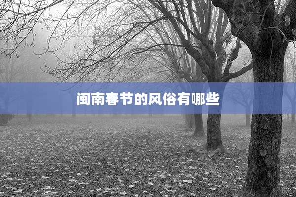 闽南春节的风俗有哪些