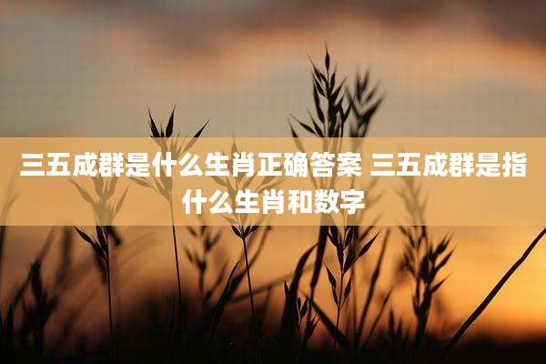 三五成群是什么生肖正确答案 三五成群是指什么生肖和数字