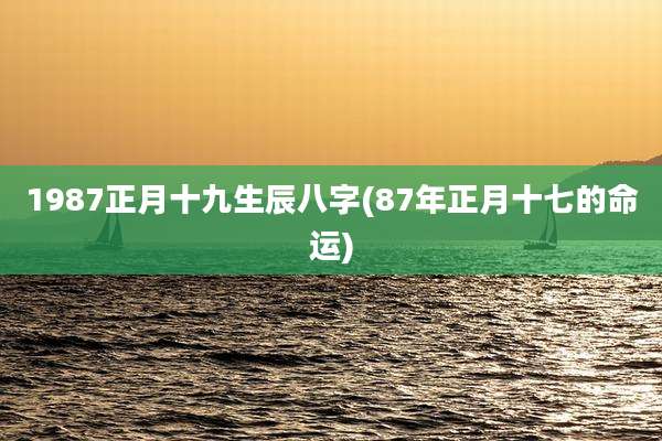 1987正月十九生辰八字(87年正月十七的命运)