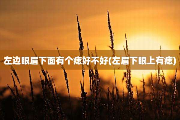 左边眼眉下面有个痣好不好(左眉下眼上有痣)