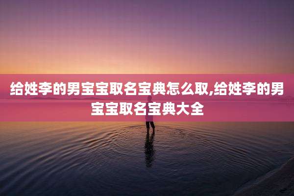 给姓李的男宝宝取名宝典怎么取,给姓李的男宝宝取名宝典大全