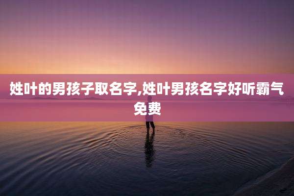 姓叶的男孩子取名字,姓叶男孩名字好听霸气免费