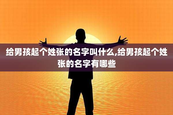 给男孩起个姓张的名字叫什么,给男孩起个姓张的名字有哪些