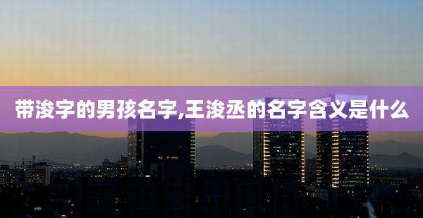 带浚字的男孩名字,王浚丞的名字含义是什么