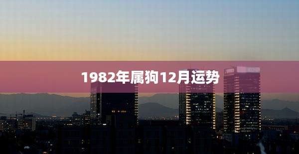 1982年属狗12月运势