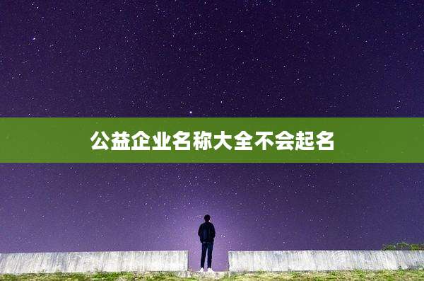 公益企业名称大全不会起名