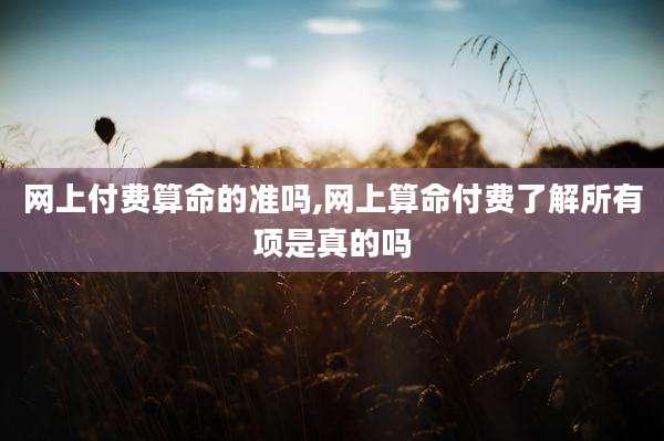 网上付费算命的准吗,网上算命付费了解所有项是真的吗