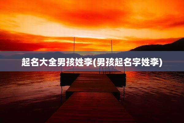 起名大全男孩姓李(男孩起名字姓李)