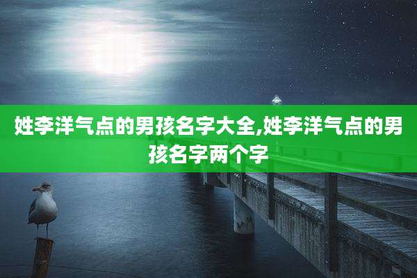 姓李洋气点的男孩名字大全,姓李洋气点的男孩名字两个字