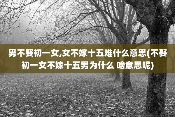 男不娶初一女,女不嫁十五难什么意思(不娶初一女不嫁十五男为什么 啥意思呢)