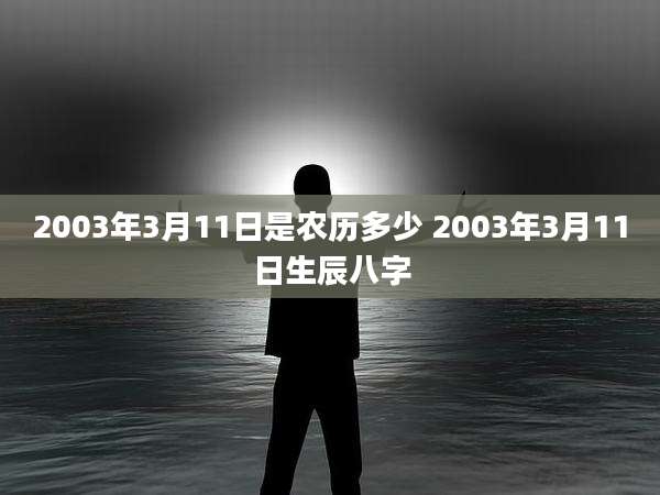 2003年3月11日是农历多少 2003年3月11日生辰八字