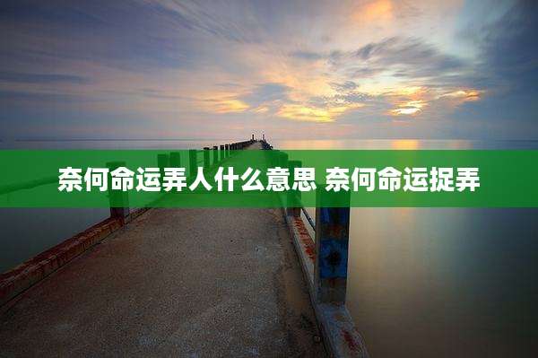 奈何命运弄人什么意思 奈何命运捉弄