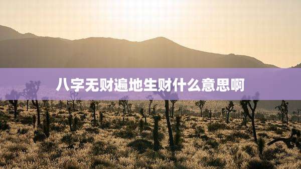 八字无财遍地生财什么意思啊