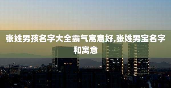 张姓男孩名字大全霸气寓意好,张姓男宝名字和寓意