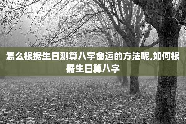 怎么根据生日测算八字命运的方法呢,如何根据生日算八字