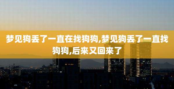 梦见狗丢了一直在找狗狗,梦见狗丢了一直找狗狗,后来又回来了