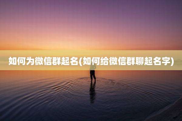 如何为微信群起名(如何给微信群聊起名字)