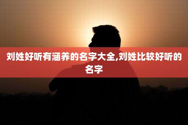 刘姓好听有涵养的名字大全,刘姓比较好听的名字