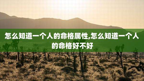 怎么知道一个人的命格属性,怎么知道一个人的命格好不好