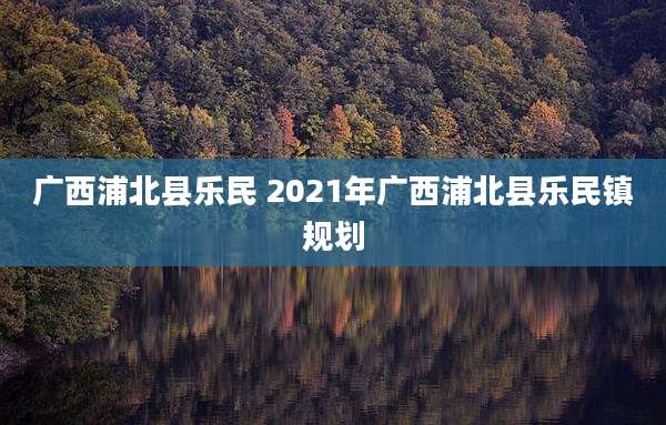 广西浦北县乐民 2021年广西浦北县乐民镇规划