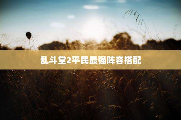 乱斗堂2平民最强阵容搭配