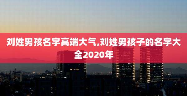 刘姓男孩名字高端大气,刘姓男孩子的名字大全2020年