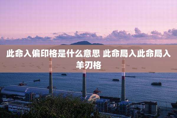 此命入偏印格是什么意思 此命局入此命局入羊刃格