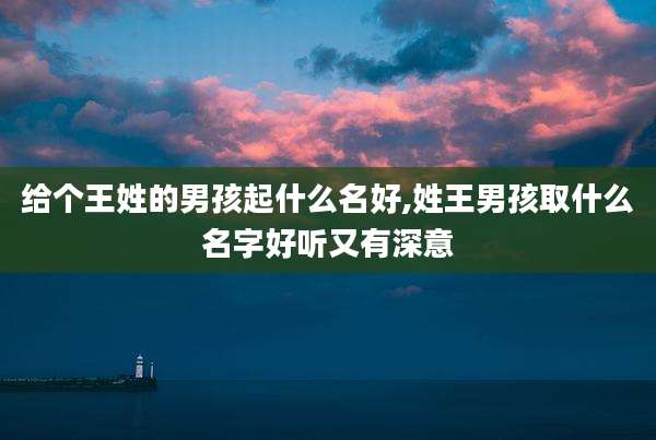 给个王姓的男孩起什么名好,姓王男孩取什么名字好听又有深意
