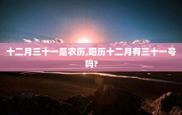 十二月三十一是农历,阳历十二月有三十一号吗?