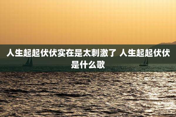 人生起起伏伏实在是太刺激了 人生起起伏伏是什么歌
