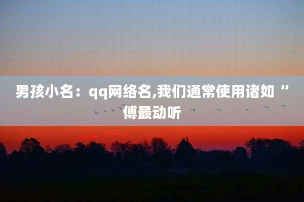 男孩小名:qq网络名,我们通常使用诸如“傅最动听