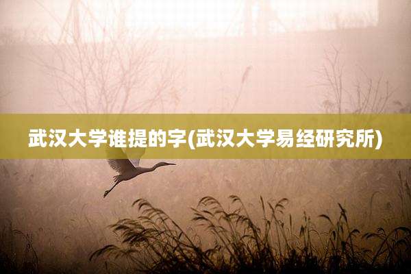 武汉大学谁提的字(武汉大学易经研究所)