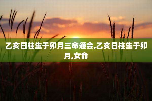 乙亥日柱生于卯月三命通会,乙亥日柱生于卯月,女命